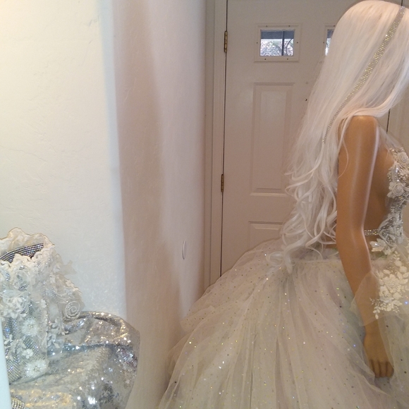 SAMPLE GOWN SET ONLY - "CECILIA" Ivory & Pastel Wedding Ballgown Set - Picture 12 of 14